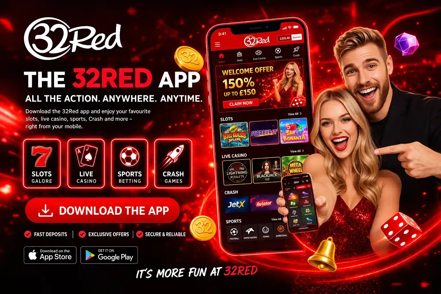 Players showing smartphone with casino app featuring slots and live games
