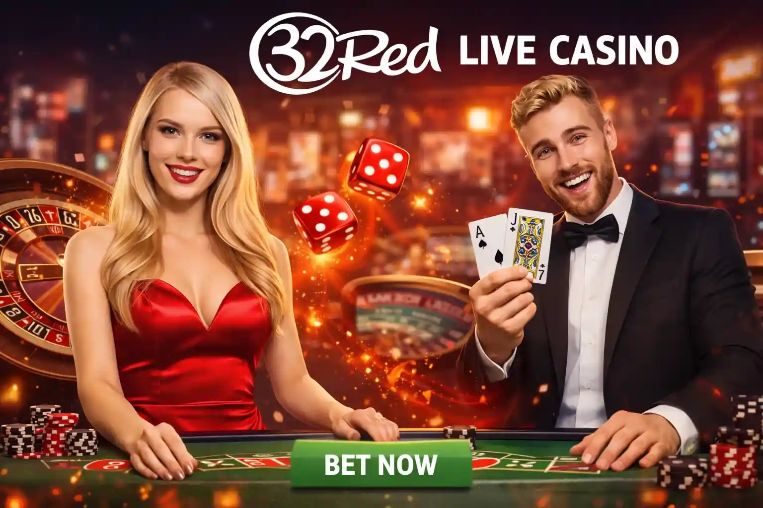 Players at casino table with cards dice and roulette atmosphere